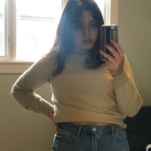 cashmere yellow turtleneck sweater